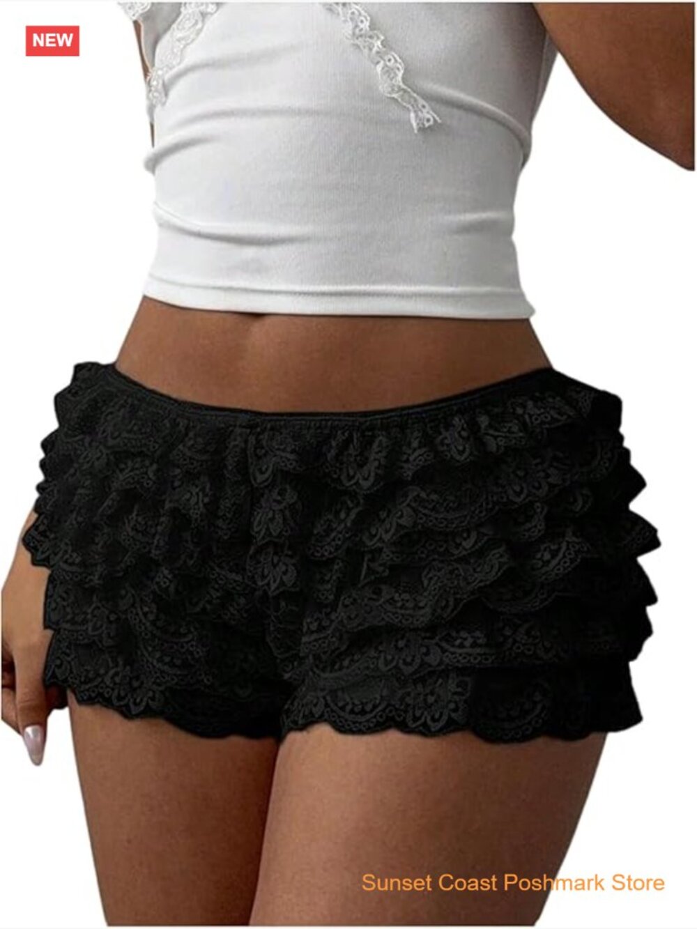 Ruffle Shorts Y2K Lace Bloomers Low Waist Mirco Mini Shorts